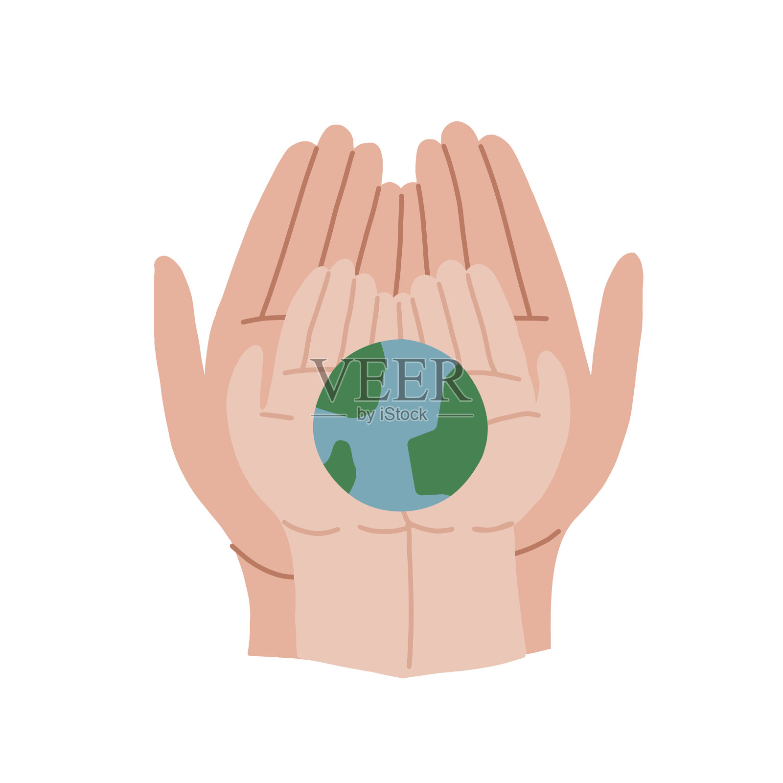 一个大人和一个小孩牵着地球大人的手设计元素图片