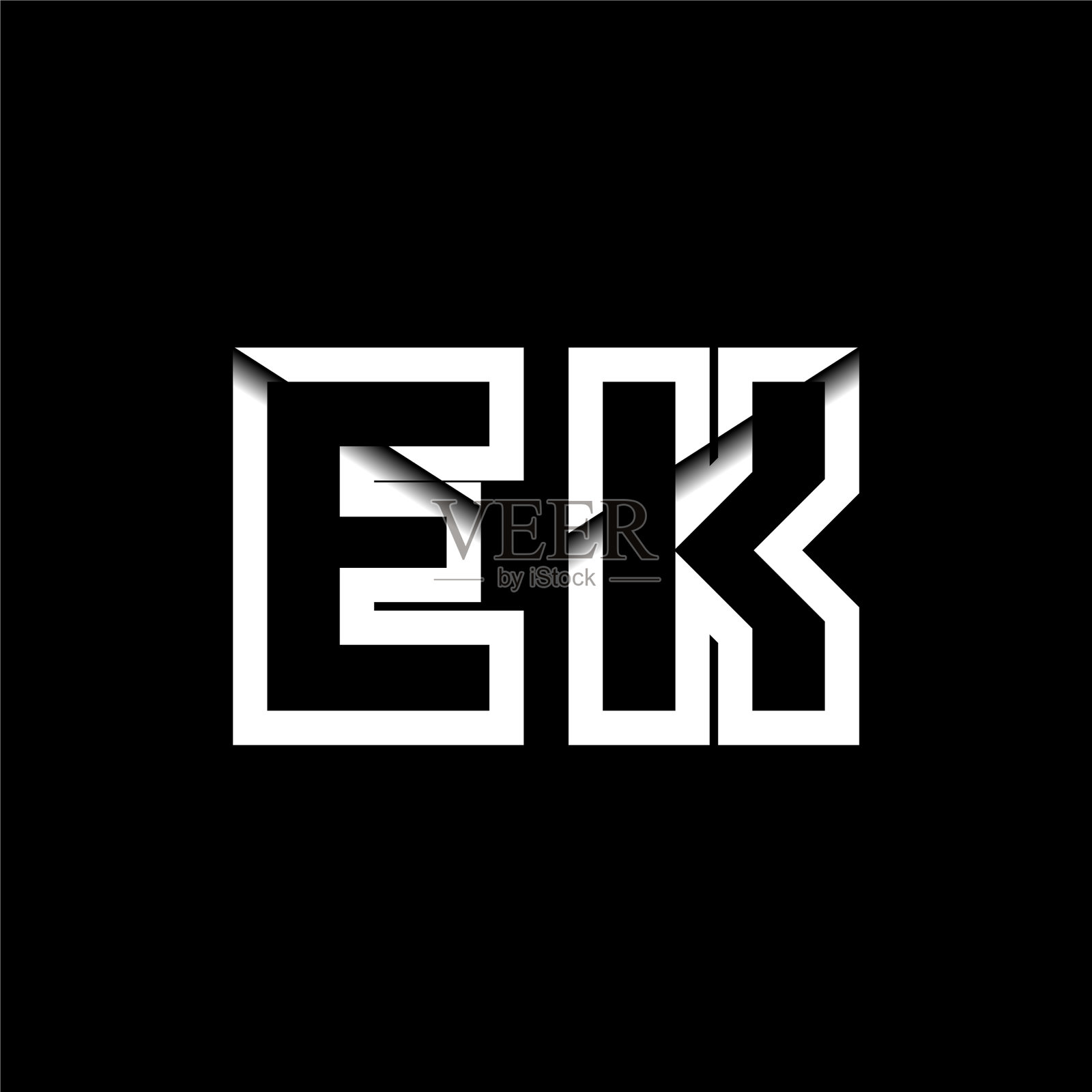 Ek字母信封形状风格插画图片素材