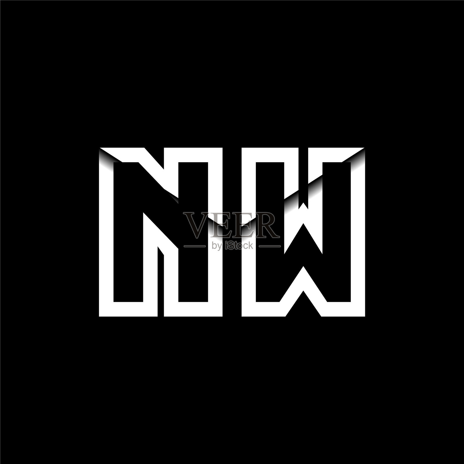 Nw字母组合信封形状风格插画图片素材
