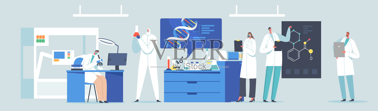 科学的实验室研究或实验插画图片素材