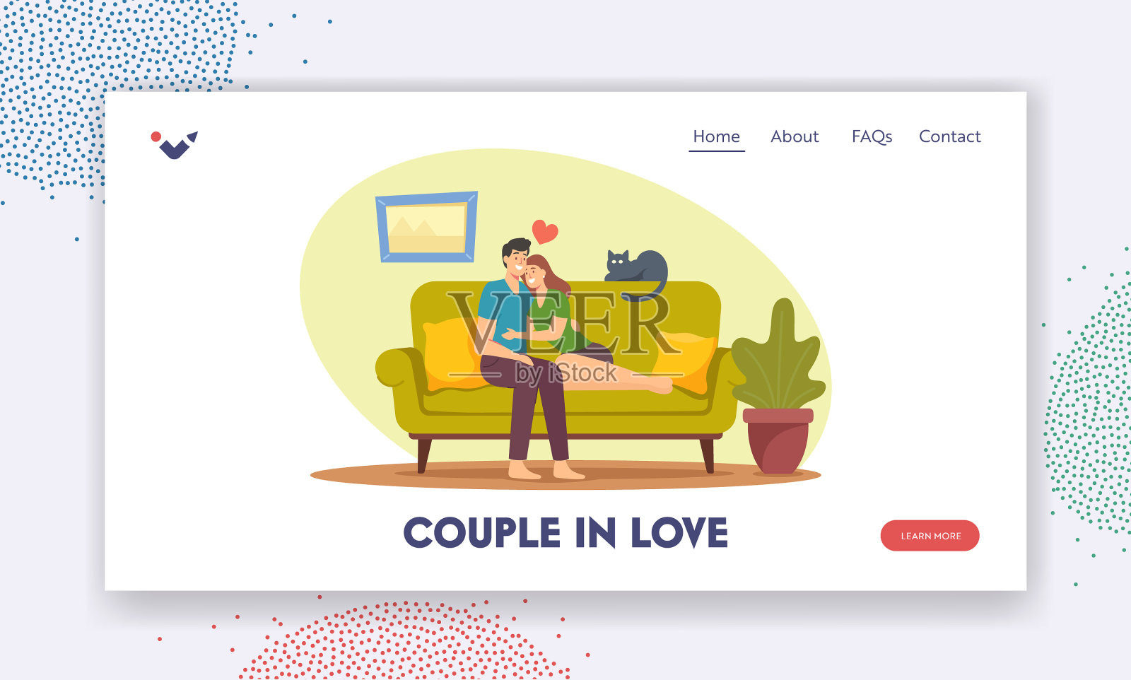 情侣恋爱登陆页面模板人物插画图片素材