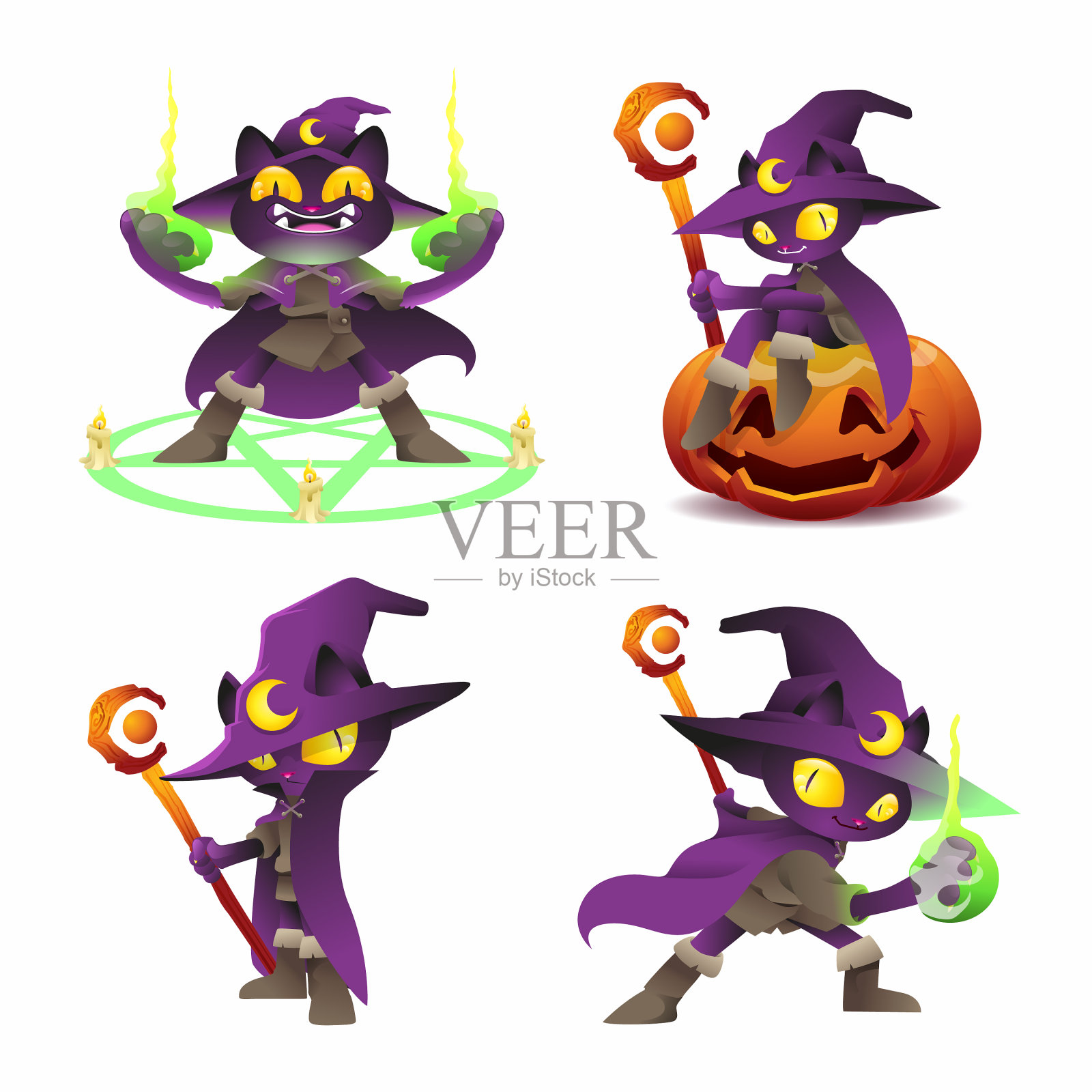 死灵猫集女巫猫集插画图片素材