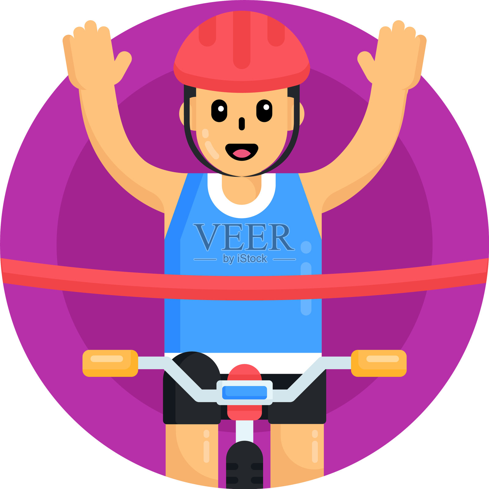 骑自行车冠军插画图片素材