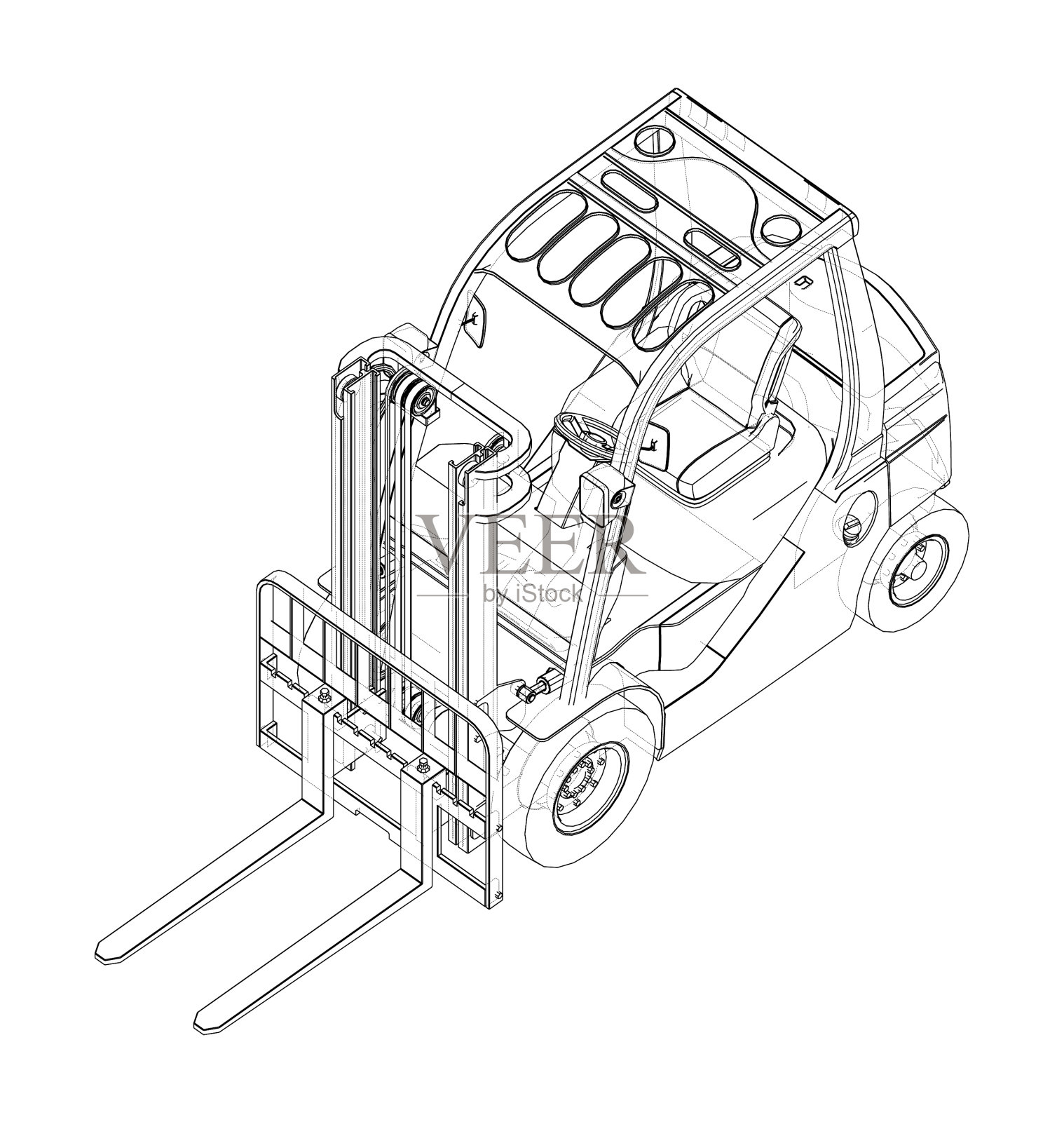 叉车拼字法设计元素图片