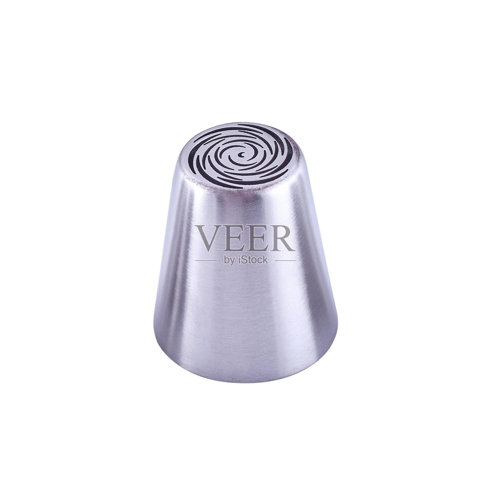 不锈钢管喷嘴隔离白色背景，复制空间。装饰蛋糕和饼干的糖霜。结霜喷嘴,糖衣照片摄影图片