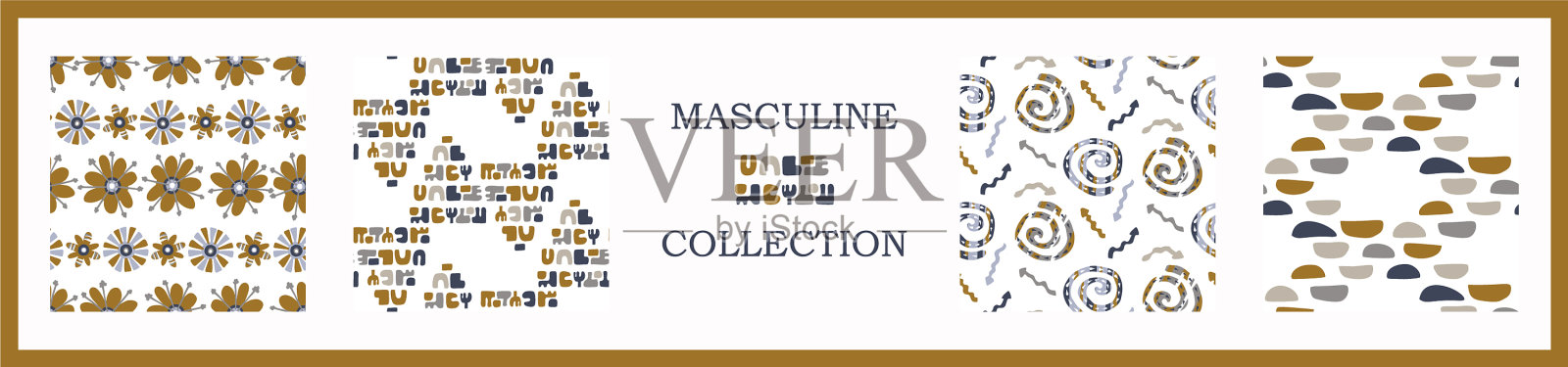 男性几何数字文件收集插画图片素材