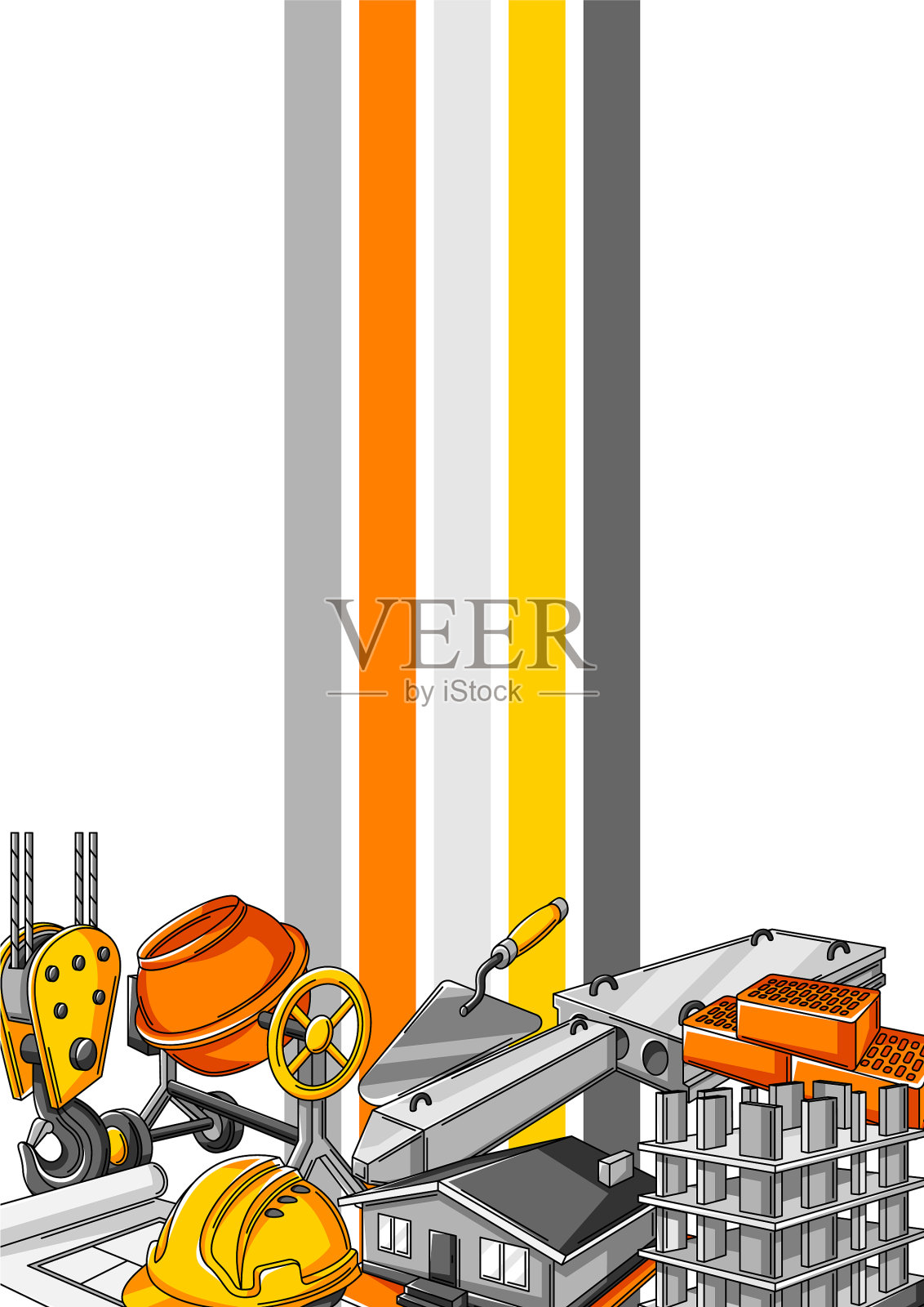 背景设计有房屋建筑项目插画图片素材