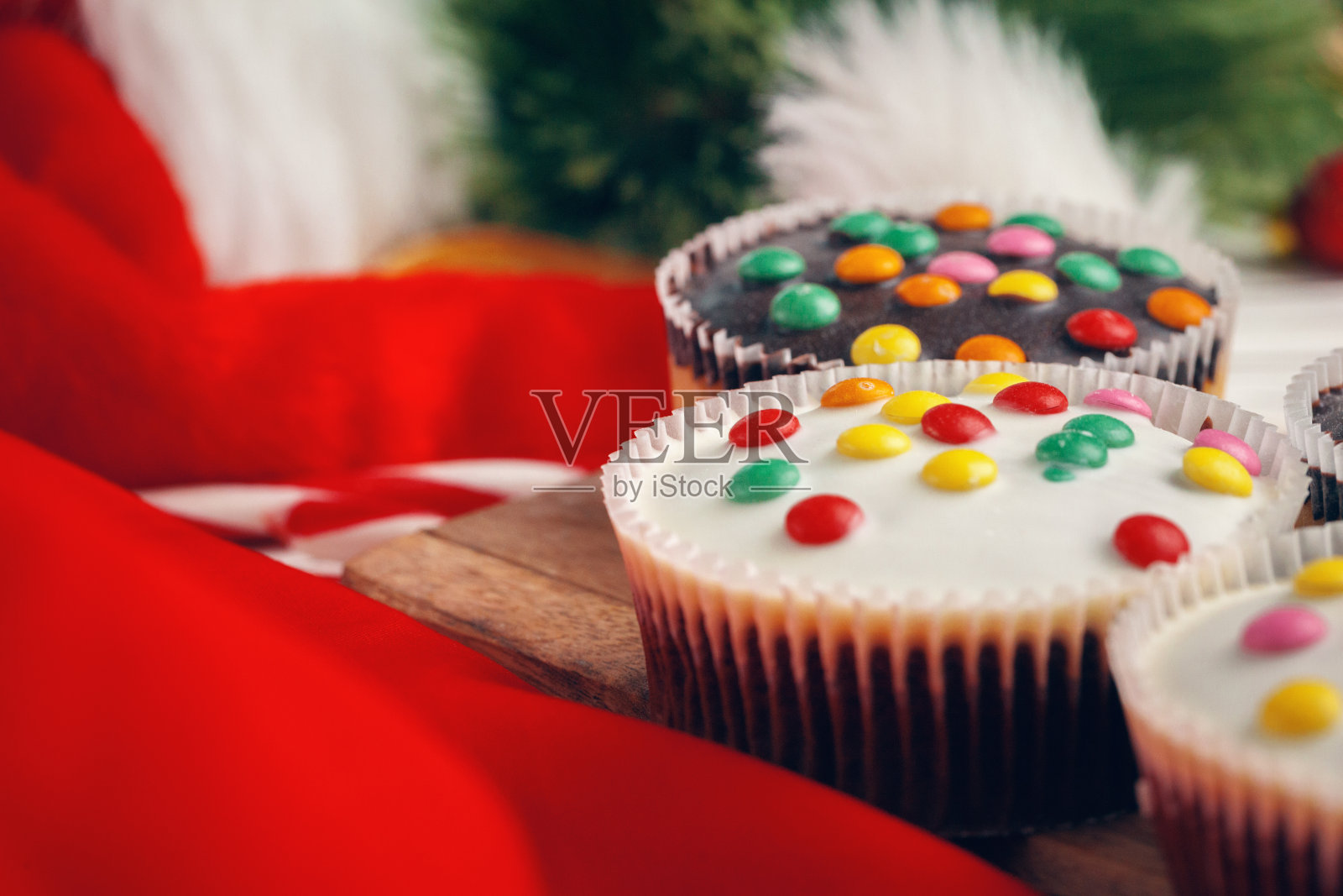 圣诞糖果装饰的美丽构图照片摄影图片