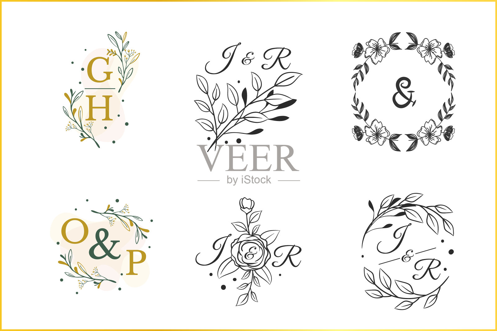 女性标志设计集花卉装饰标志插画图片素材