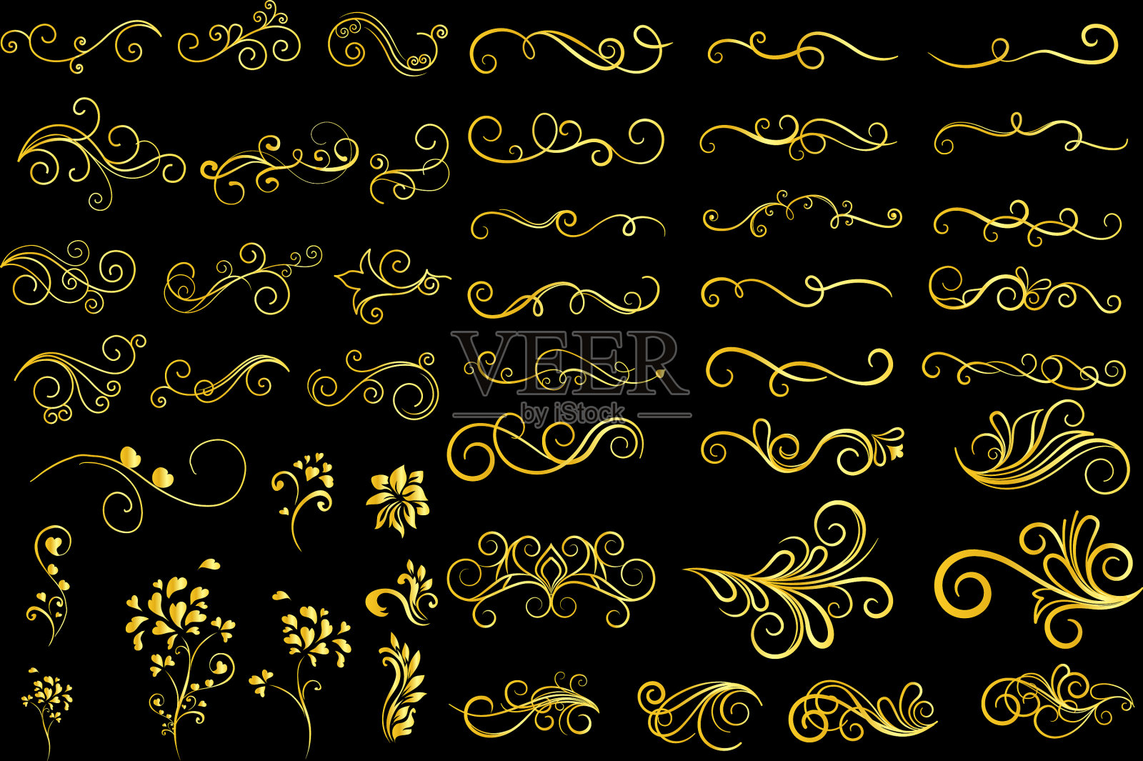 花卉书法元素质朴的花卉设计插画图片素材