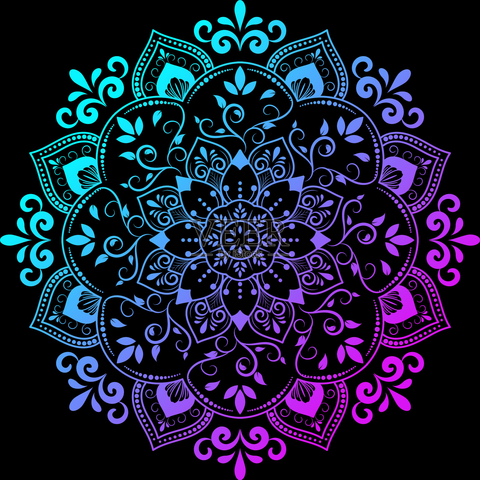 曼陀罗圆形渐变，曼陀罗背景奢华插画图片素材