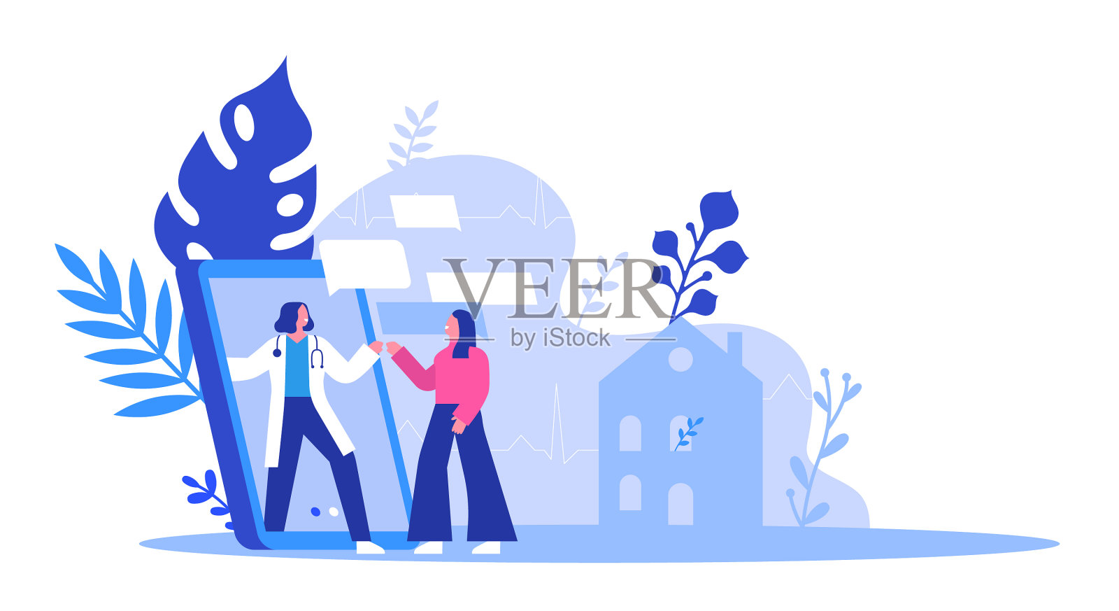 女医生手机应用女孩病人隔离设计元素图片