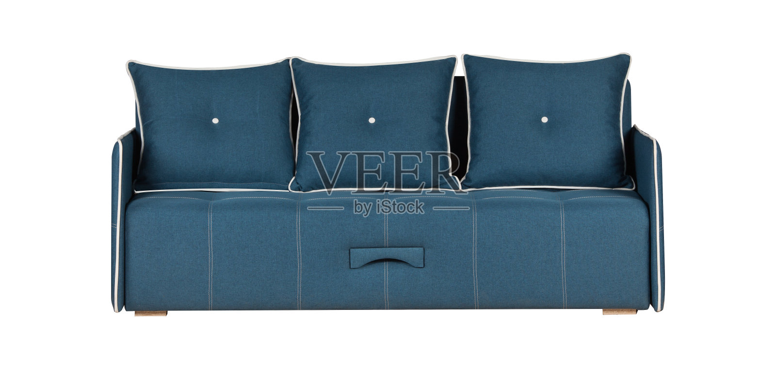 蓝色沙发被隔离在白色背景上照片摄影图片