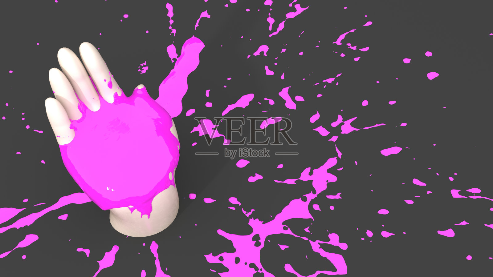 手用粉红色颜料染成斑点的形状照片摄影图片