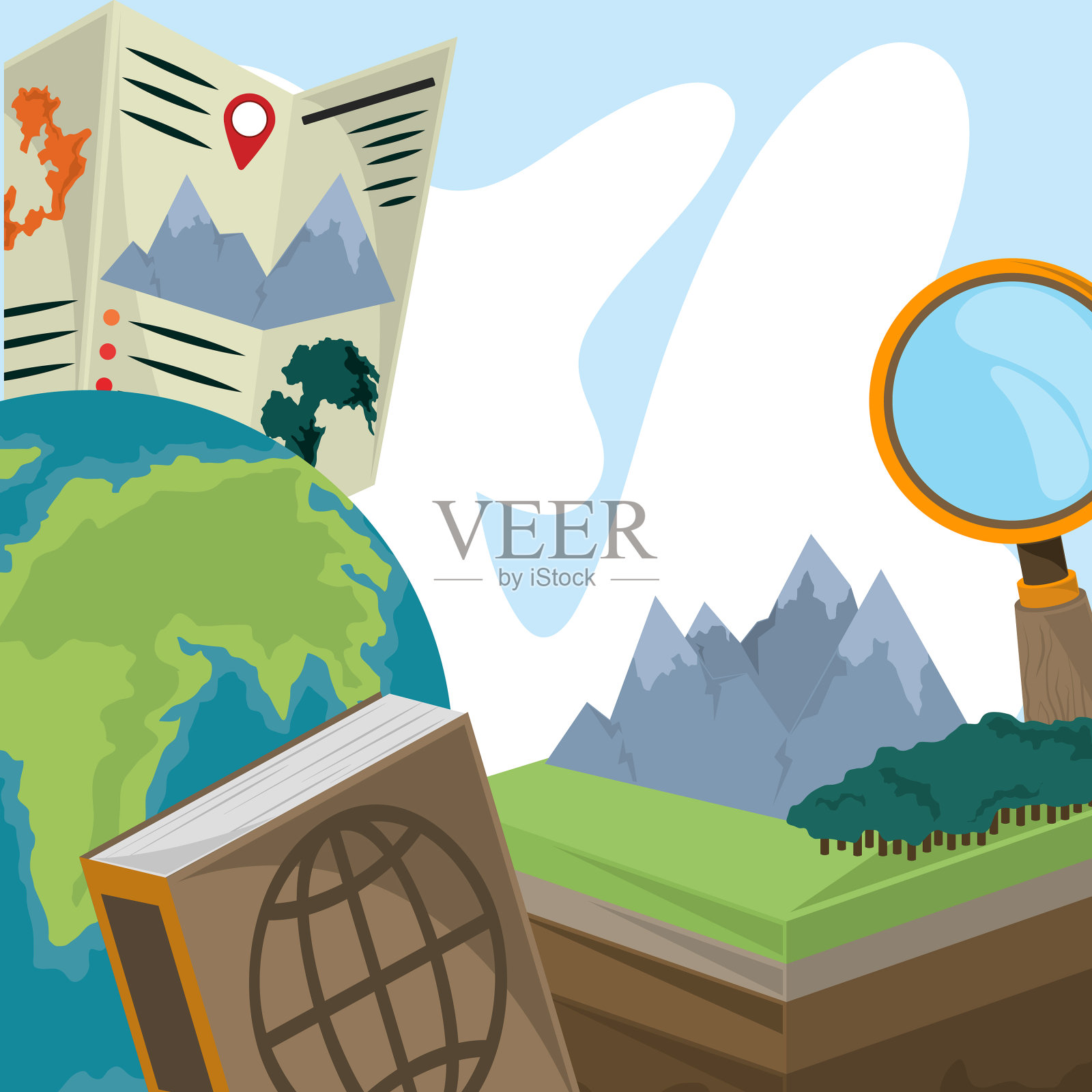 地理探索与旅游插画图片素材