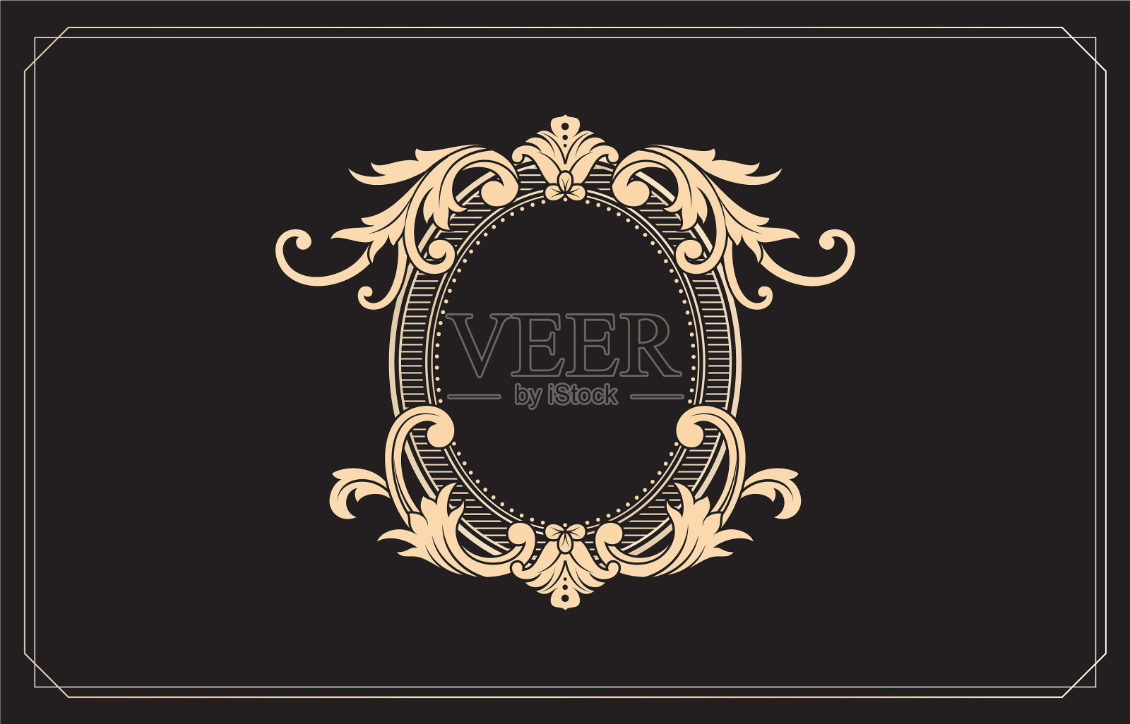 框架和边框装饰图案椭圆形框架插画图片素材