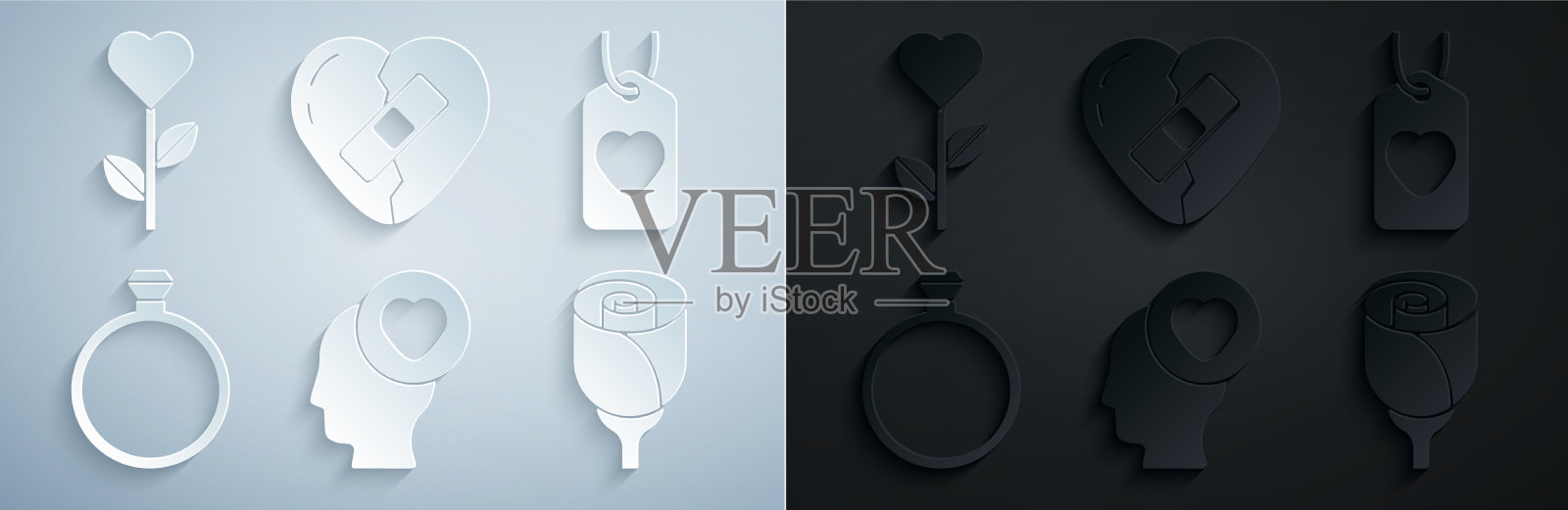 镶头与心心牌钻石订婚图标素材