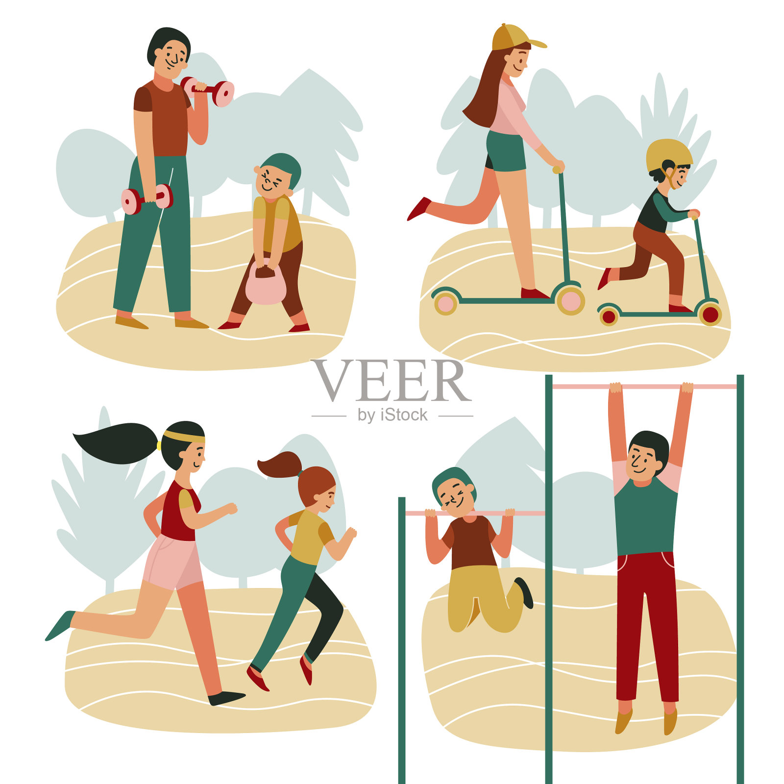 家庭适应度组合集插画图片素材