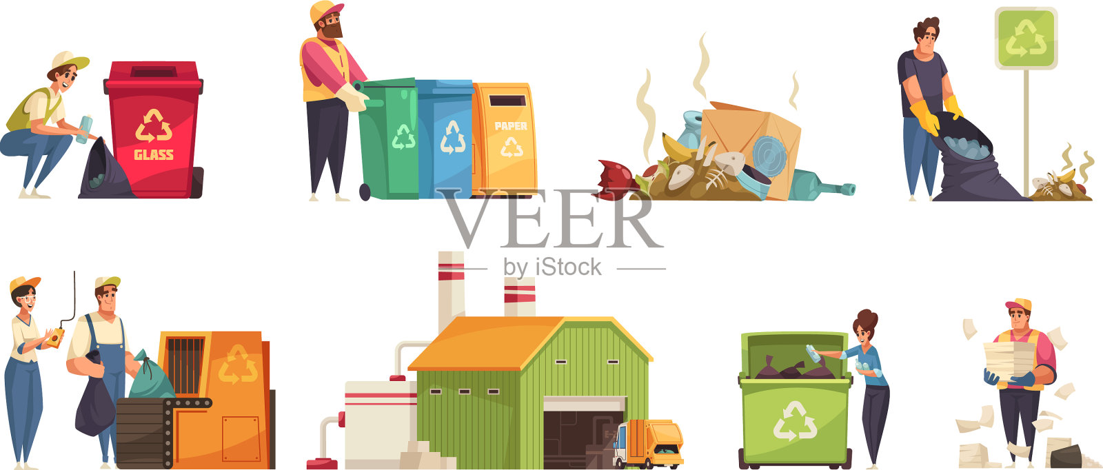 卡通垃圾成分插画图片素材