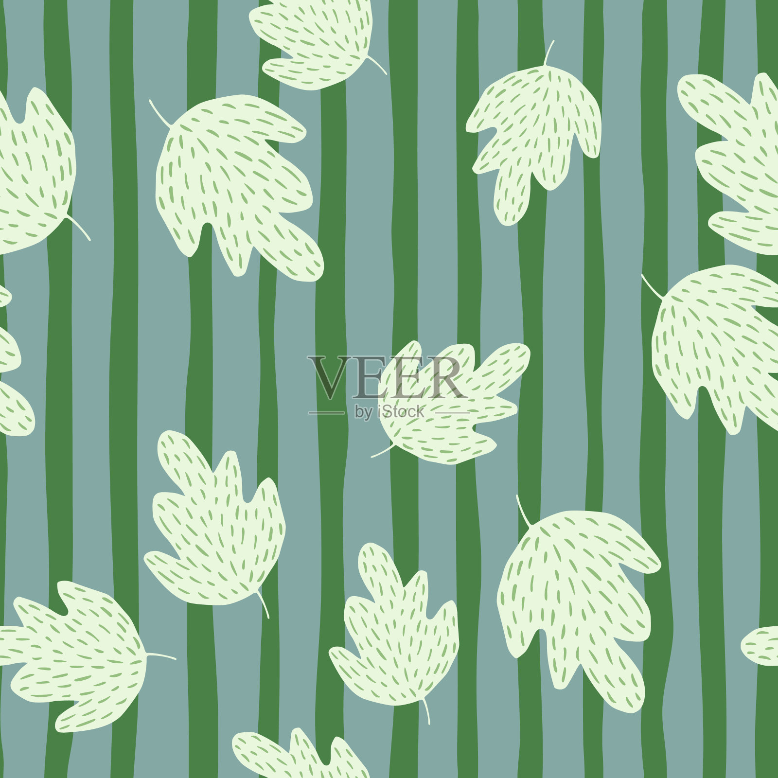 时尚的橡木无缝条纹背景图案。古董树叶背景。插画图片素材