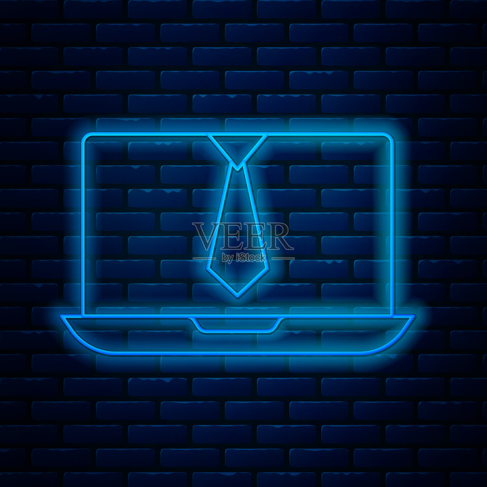 发光的霓虹灯线视频聊天会议图标插画图片素材