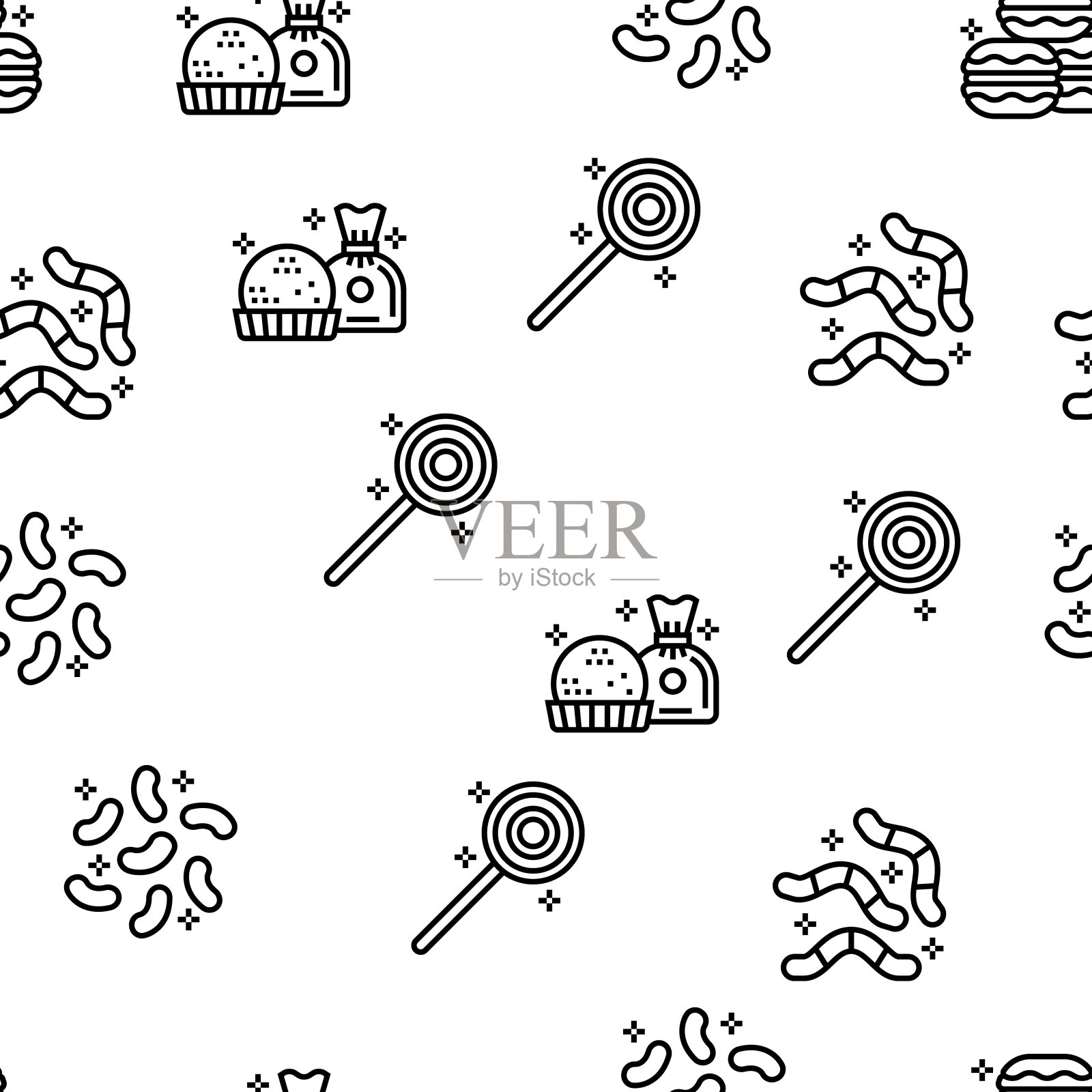 糖果店产品矢量无缝模式插画图片素材