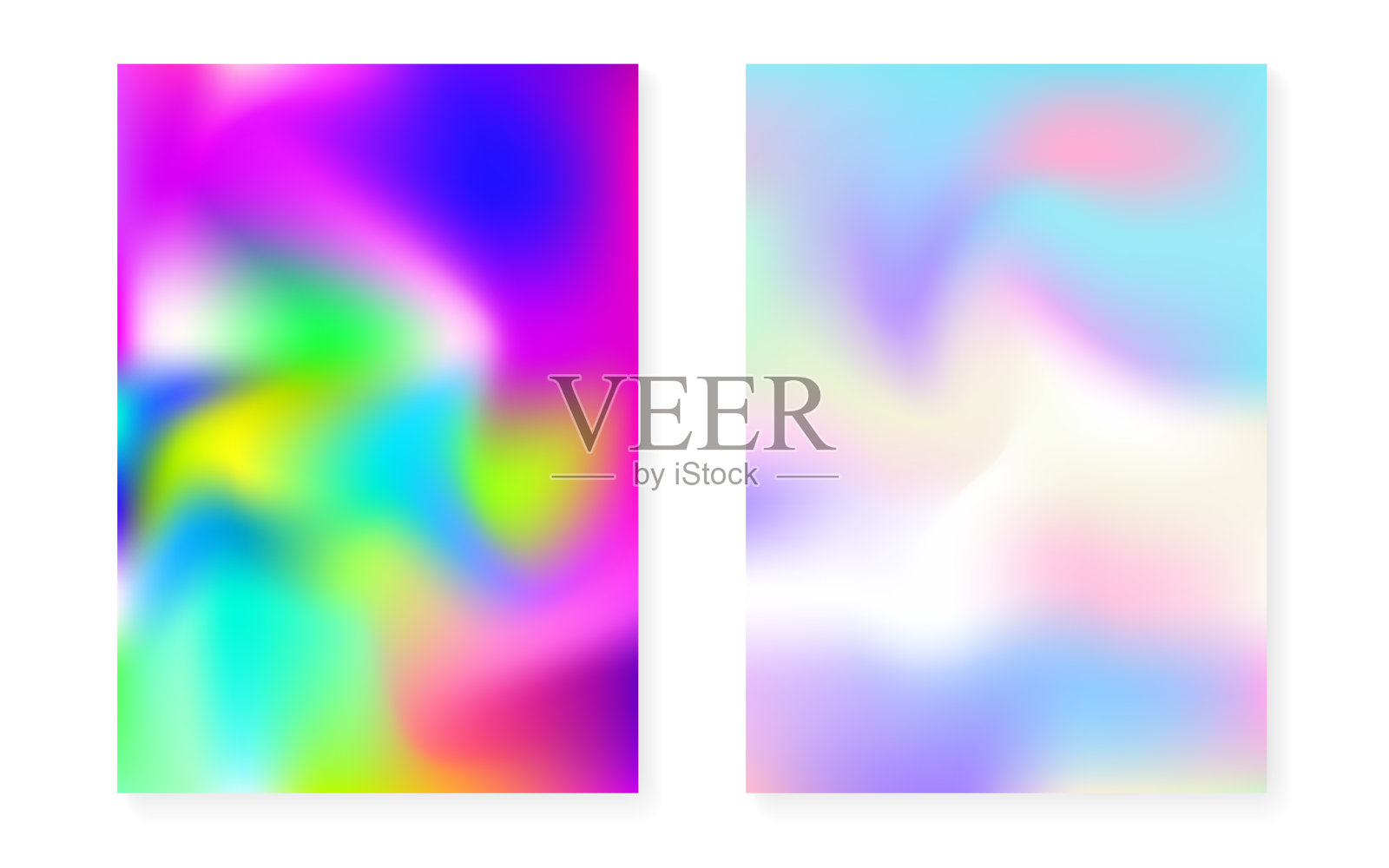 带有全息梯度背景的全息封面。插画图片素材