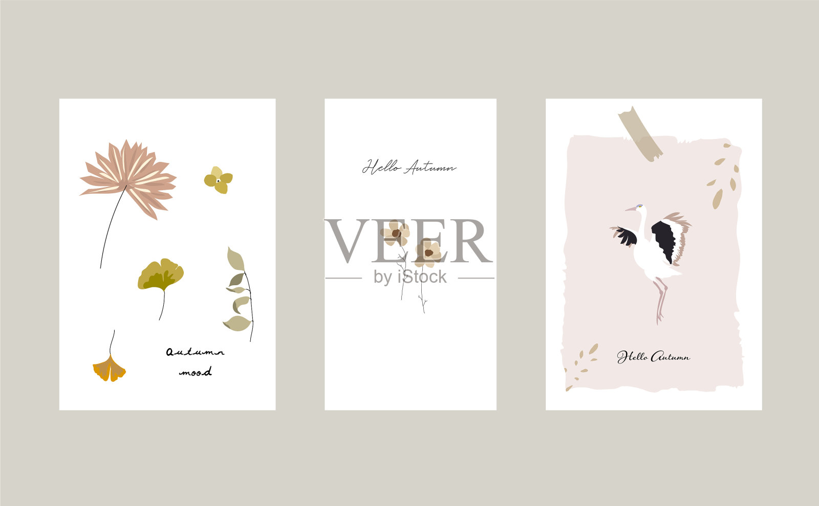 秋季明信片或贺卡模板插画图片素材