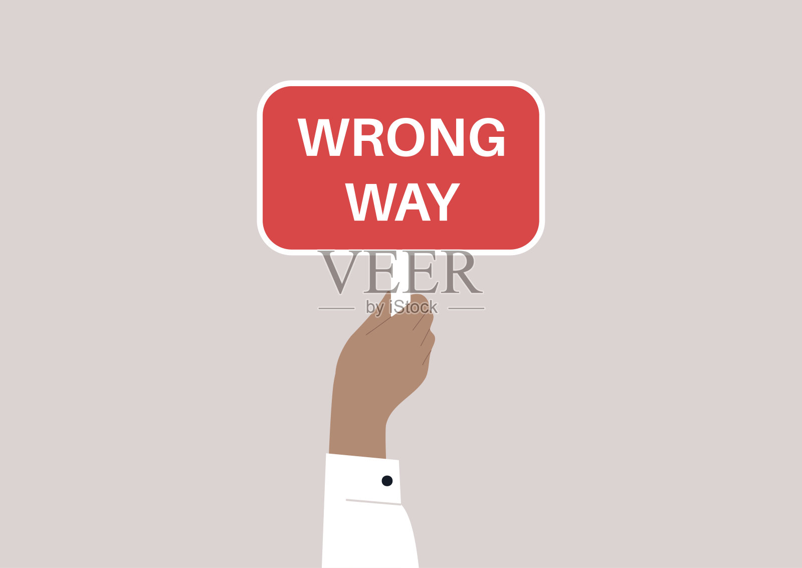 一只手拿着一个错误的方向红色标志，一个警告标志设计元素图片