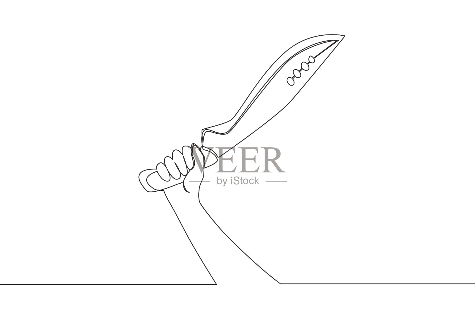 单人手持单线连续绘图插画图片素材