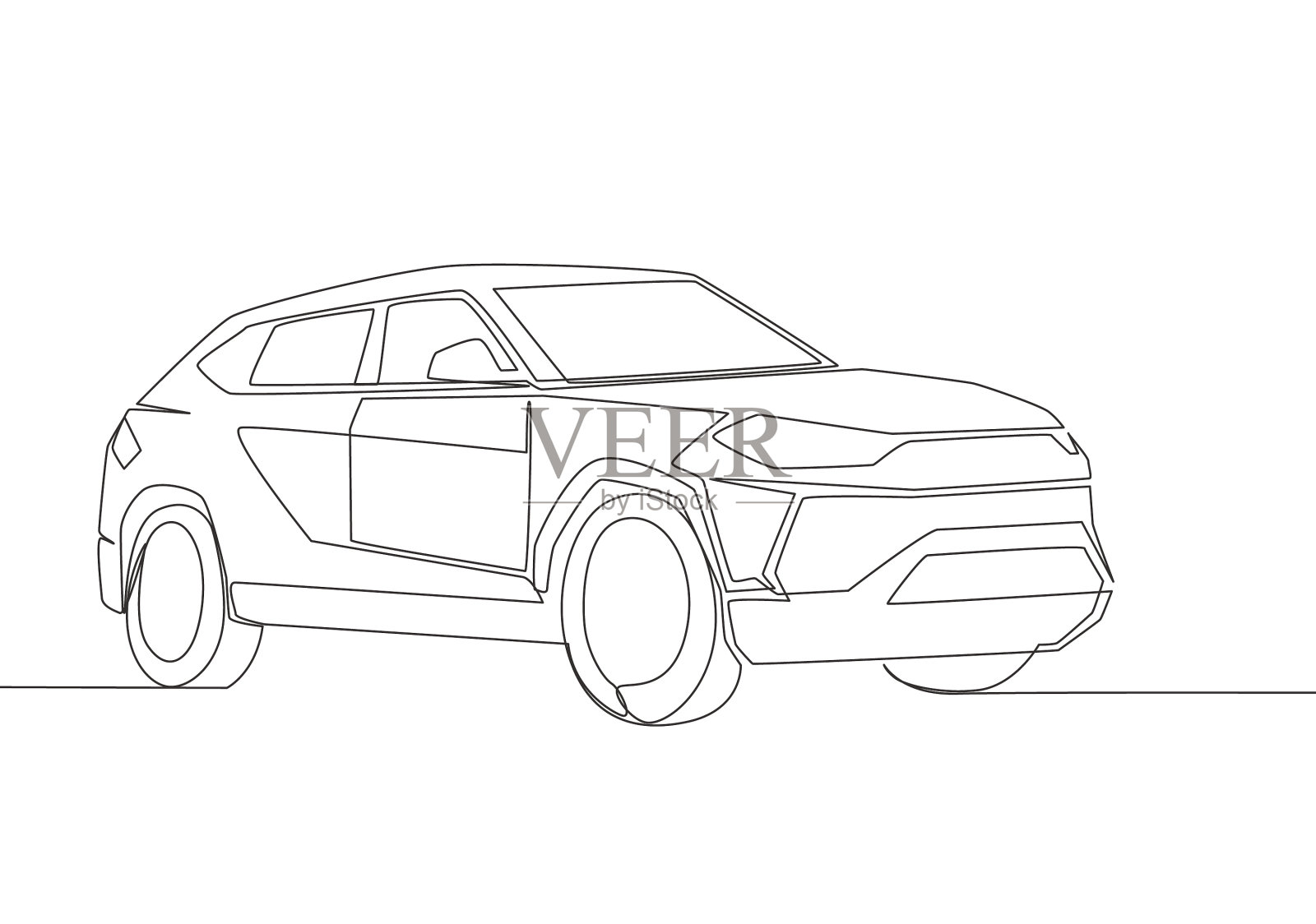 一条线画的硬朗的大suv轿车家族设计元素图片