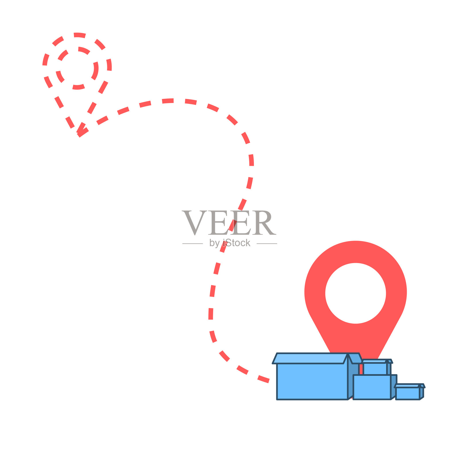 我们有感动。带有指定点的新位置插画图片素材