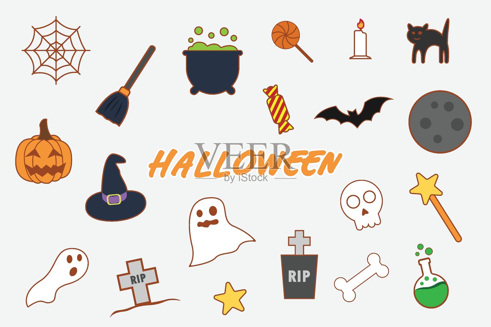 万圣节涂鸦集插画图片素材