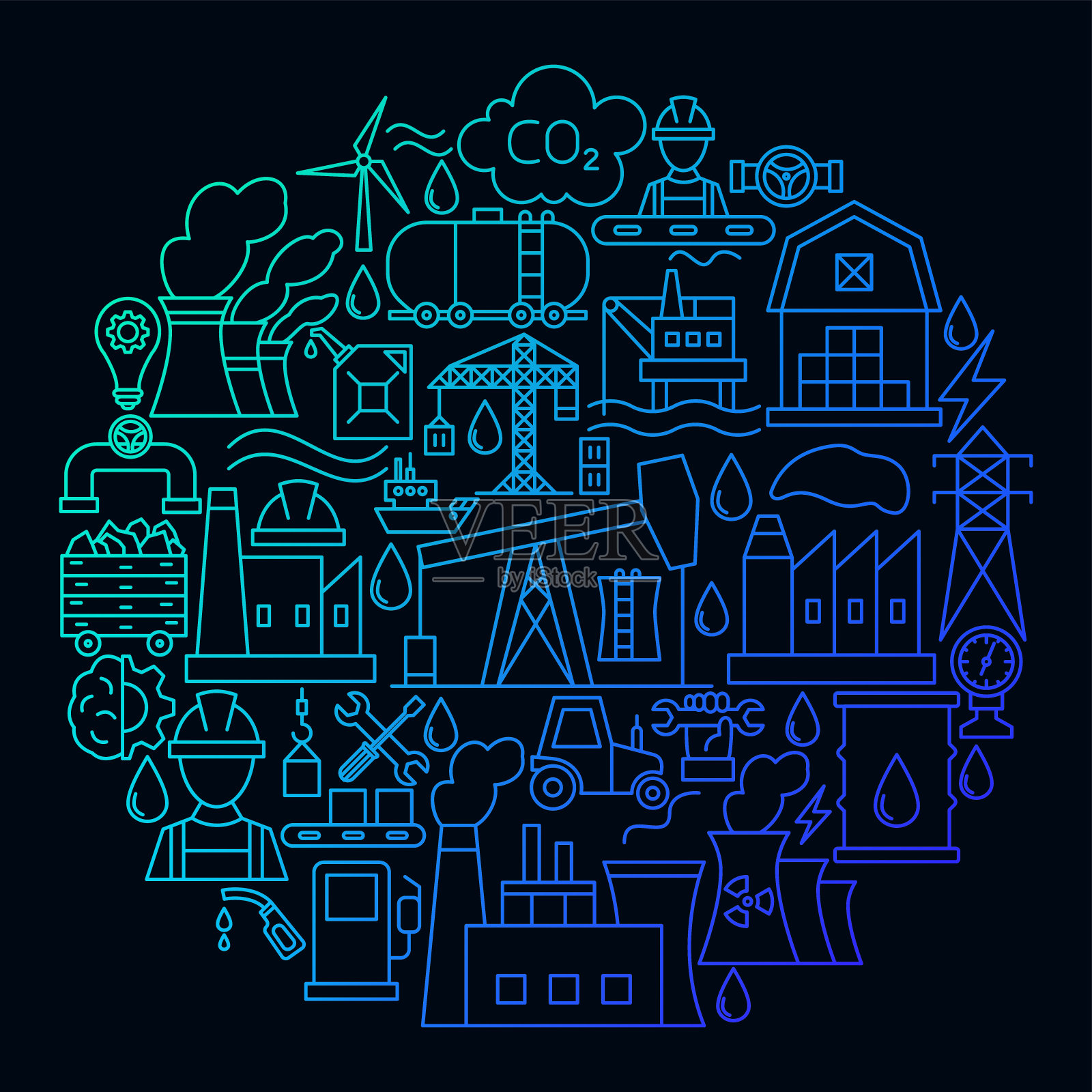 石油天然气图标圆形概念图标素材