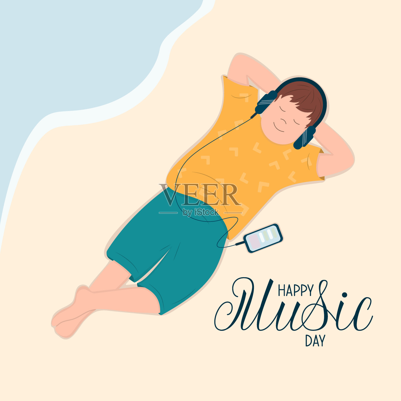 快乐音乐日卡片。插画图片素材