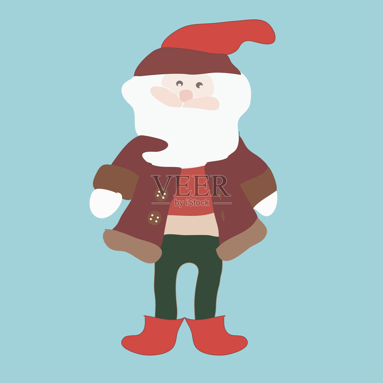 蓝色背景上的圣诞老人。圣诞老人的图片。圣诞节。圣诞假期插画图片素材