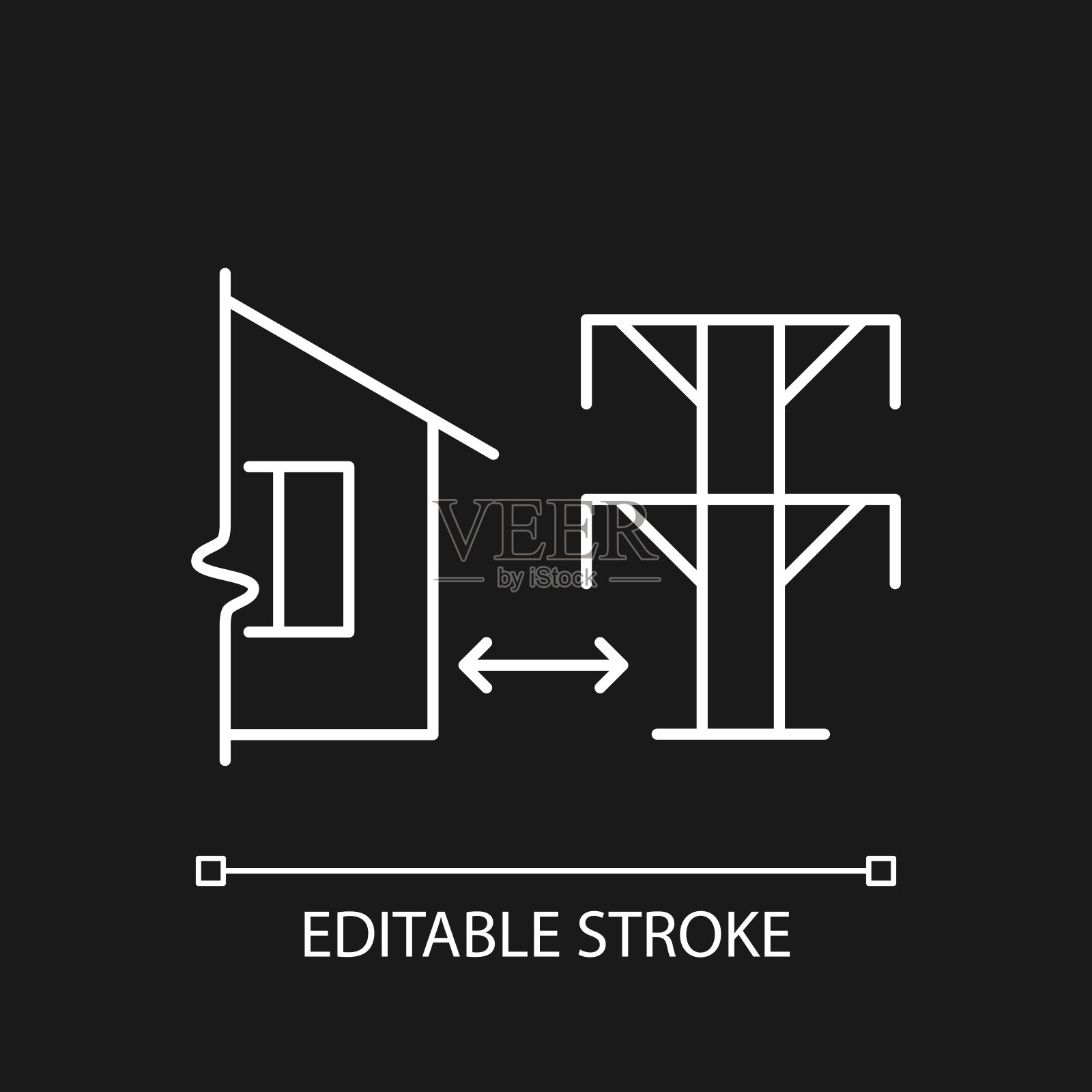 距离电气线白色线性图标黑色主题设计元素图片