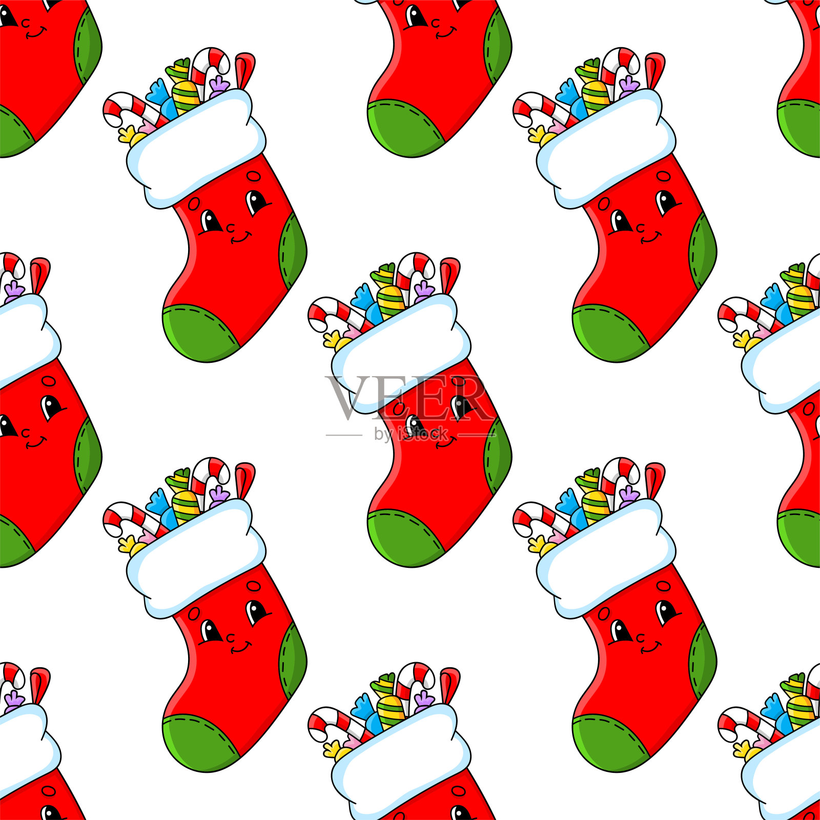 彩色无缝模式。卡通风格。手绘。矢量插图孤立的白色背景。用于墙纸，海报，横幅。插画图片素材