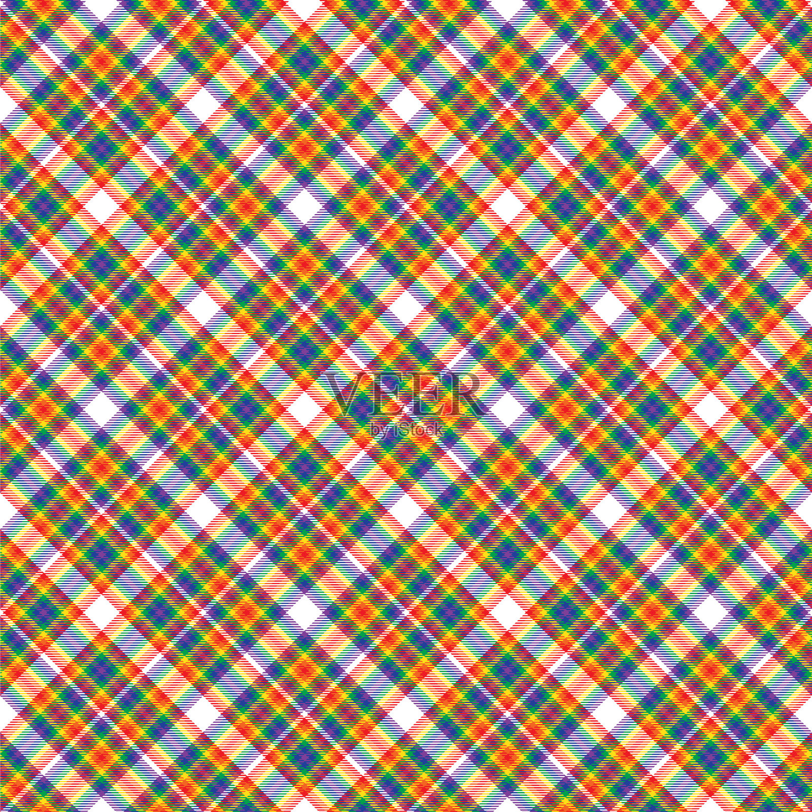 彩虹斜格子花呢纹理无缝插画图片素材