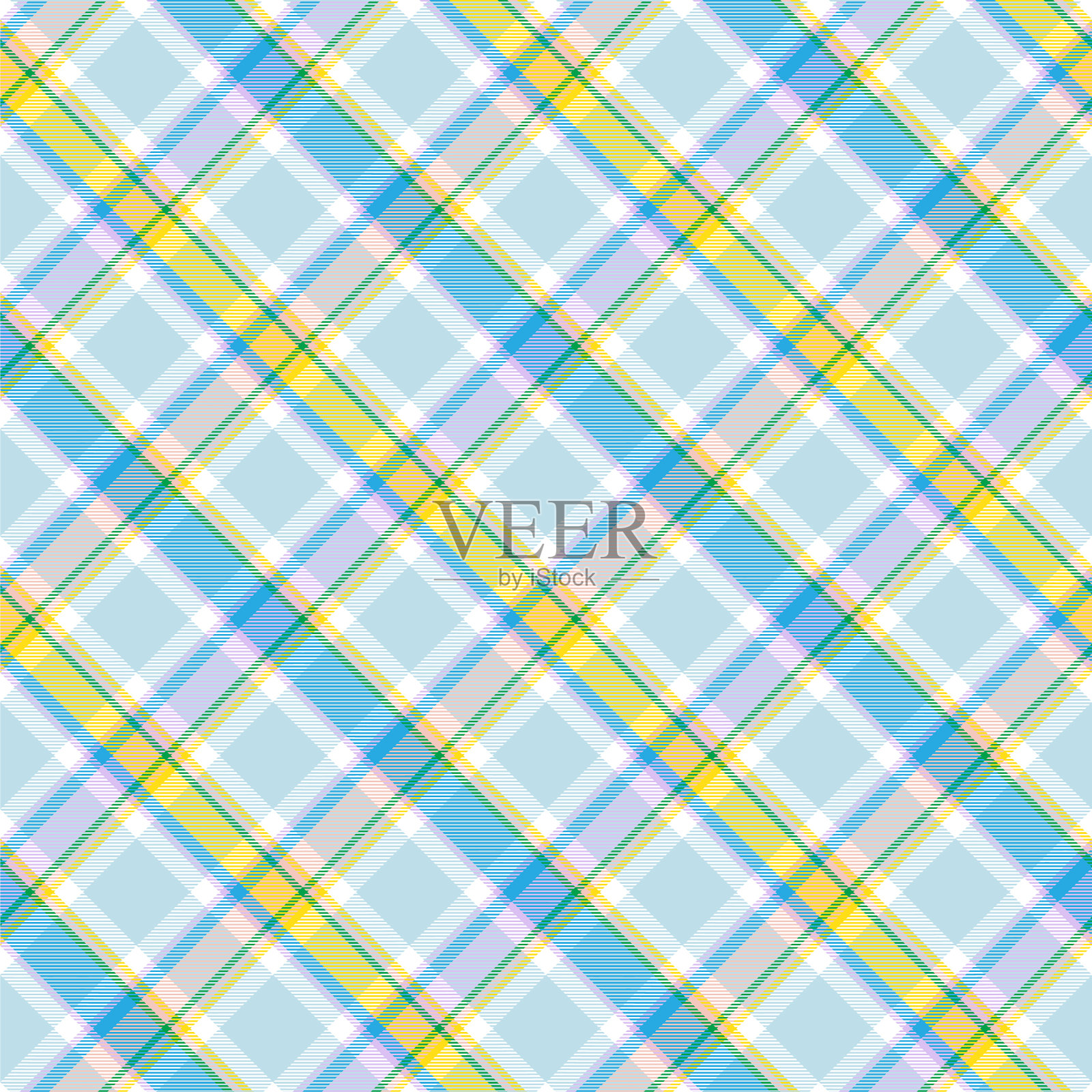 彩虹粉彩斜纹格子呢纹理插画图片素材