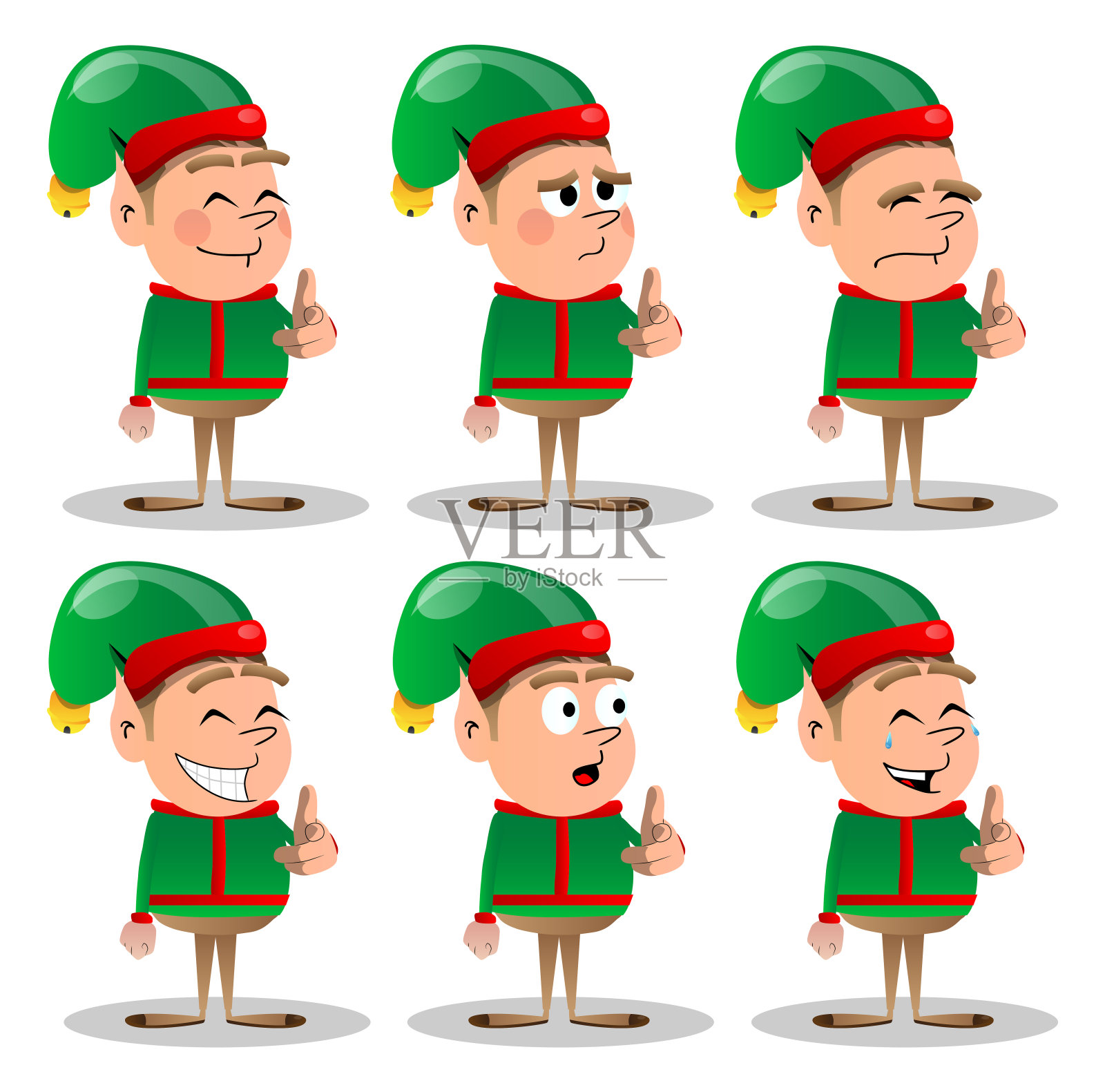 圣诞精灵用手指着观众。设计元素图片