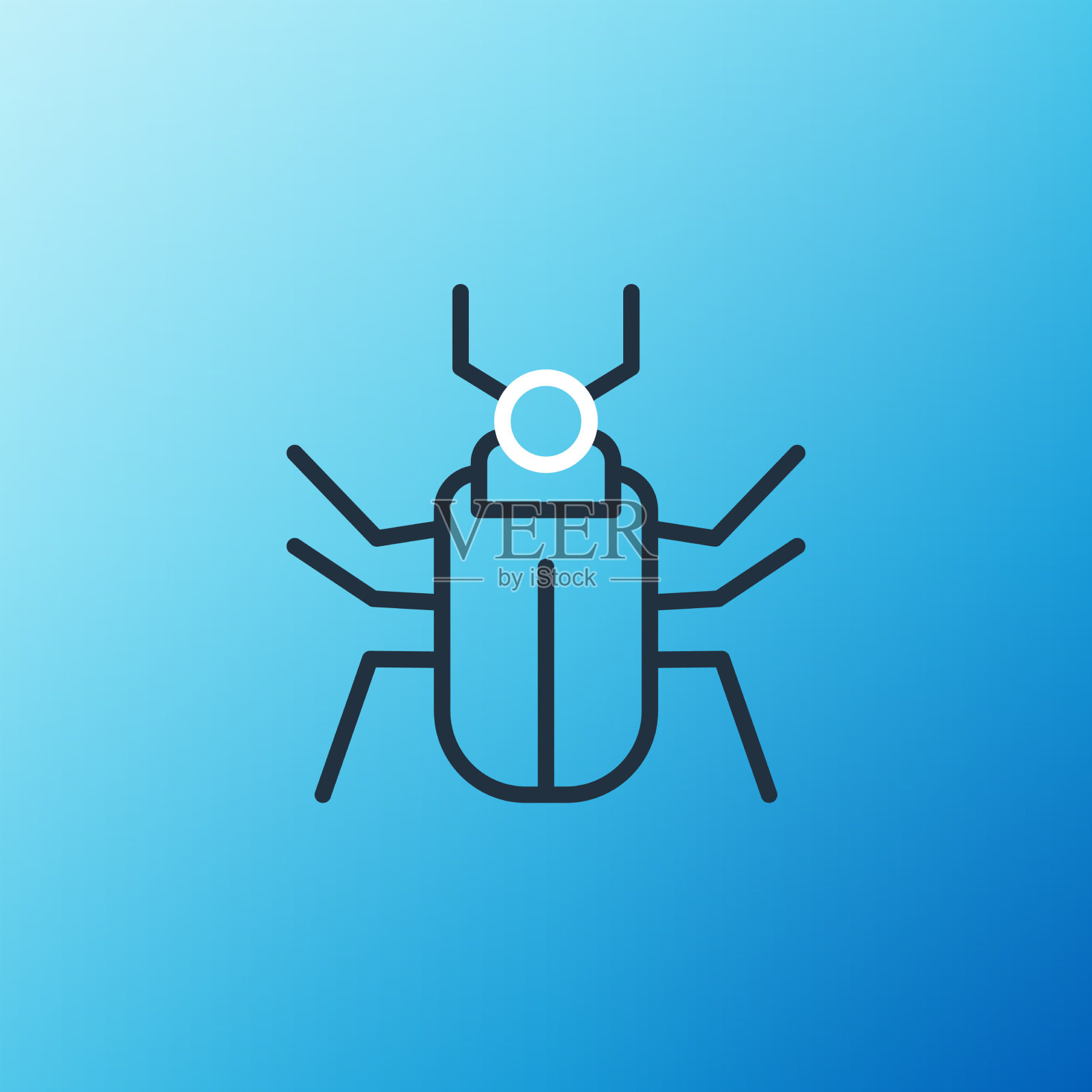 线昆虫苍蝇图标孤立在蓝色背景插画图片素材