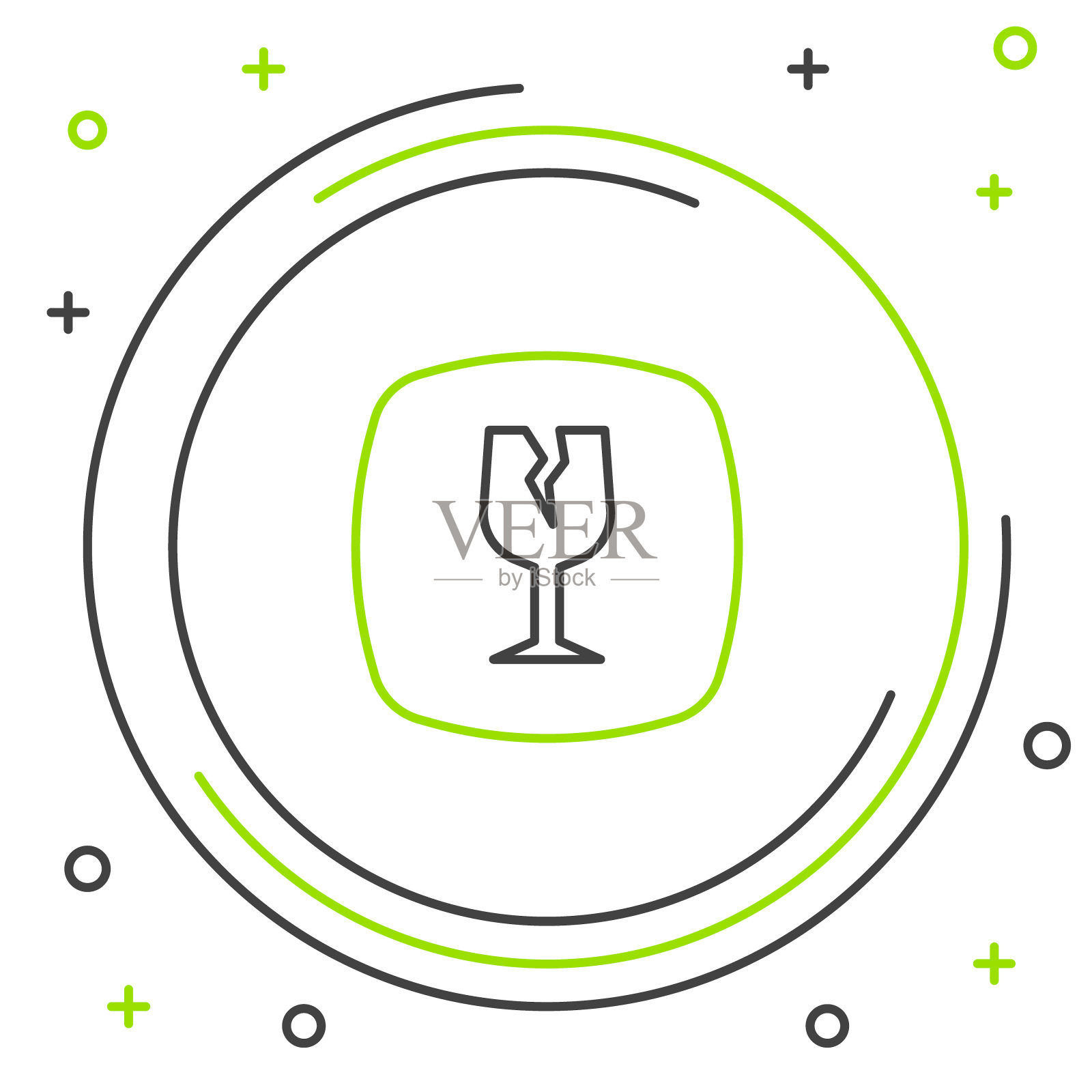 Line Fragile broken glass symbol for delivery boxes图标隔离在白色背景上。色彩斑斓的轮廓的概念。向量插画图片素材