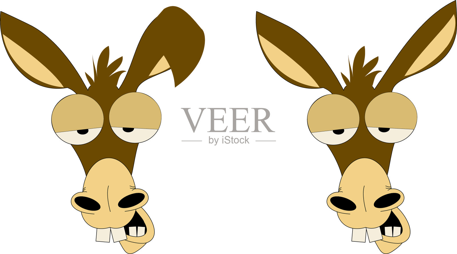 驴马兔子滑稽的头脸插画图片素材