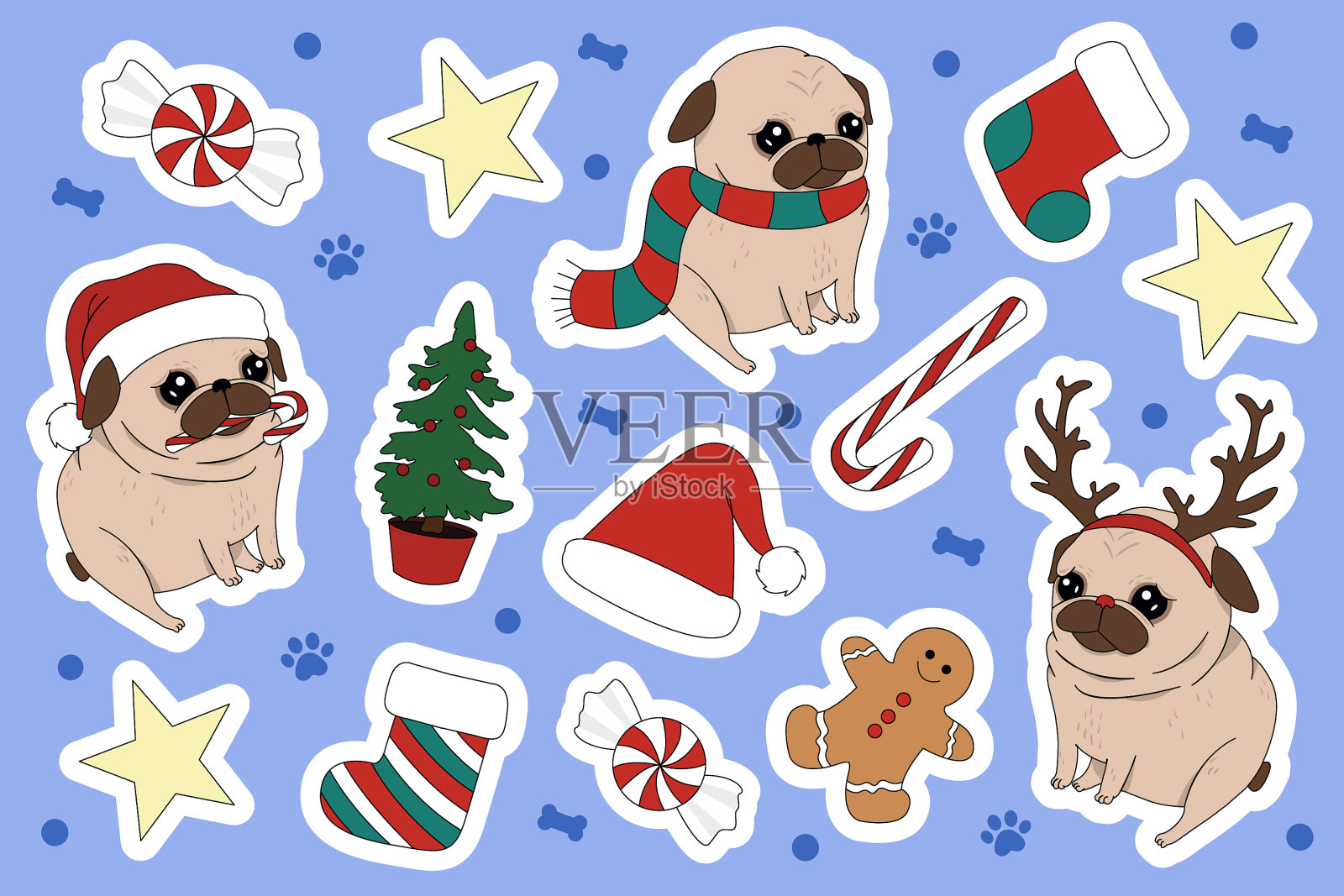 创意概念节日贴纸集圣诞节设计模板素材