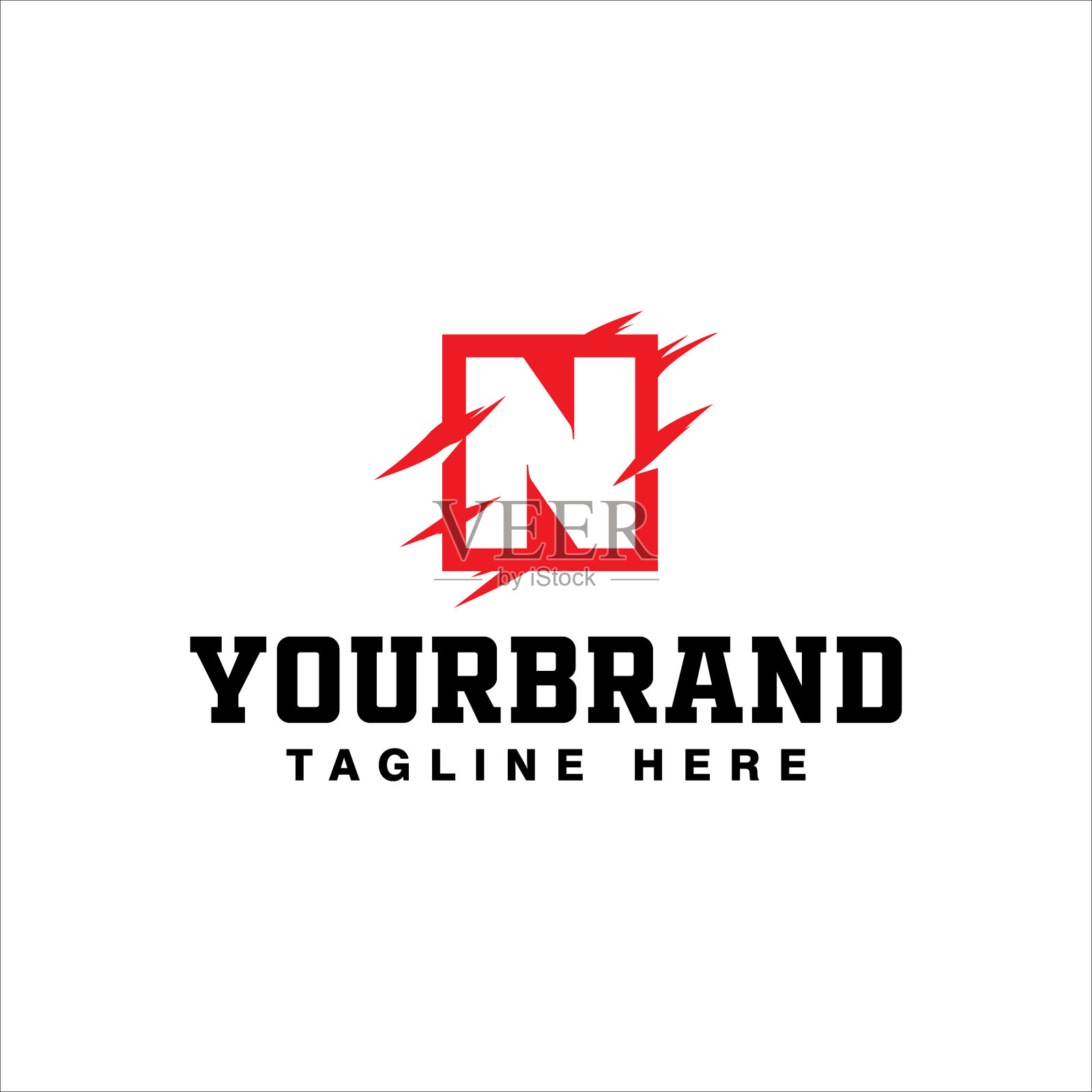 简单抽象的红色蚀刻标志设计插画图片素材