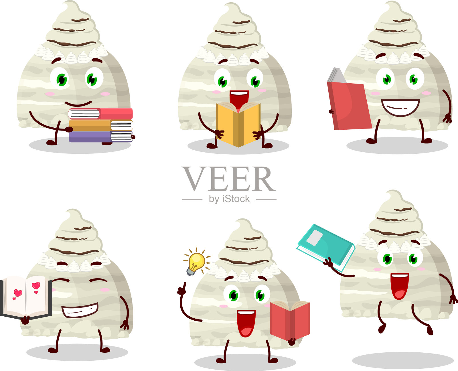 一幅香草冰淇淋的卡通画插画图片素材