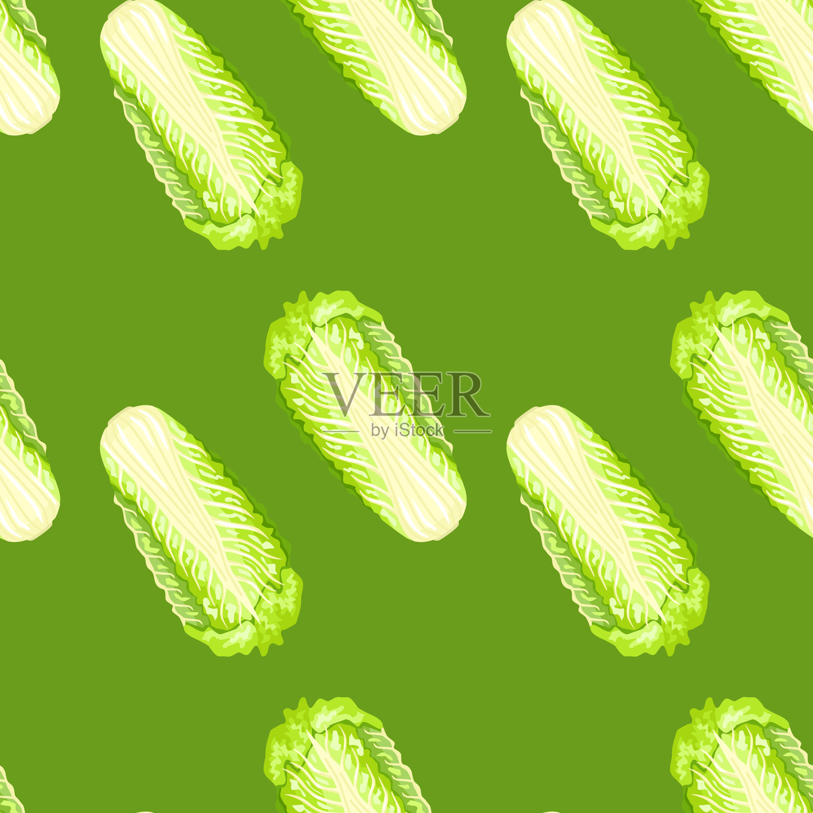 大白菜上的无缝图案浅绿色插画图片素材