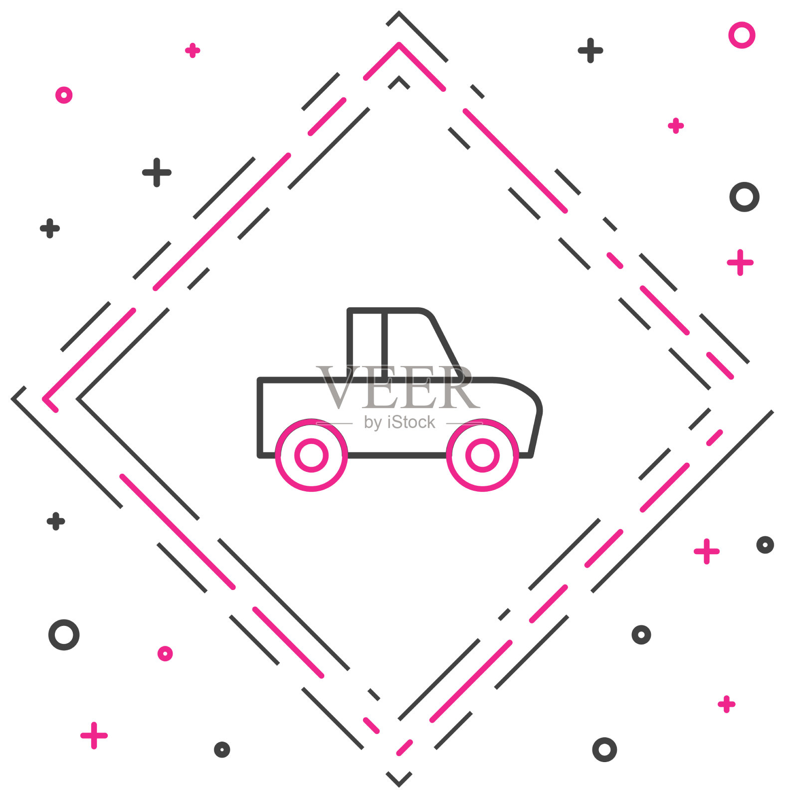 线皮卡图标孤立的白色插画图片素材