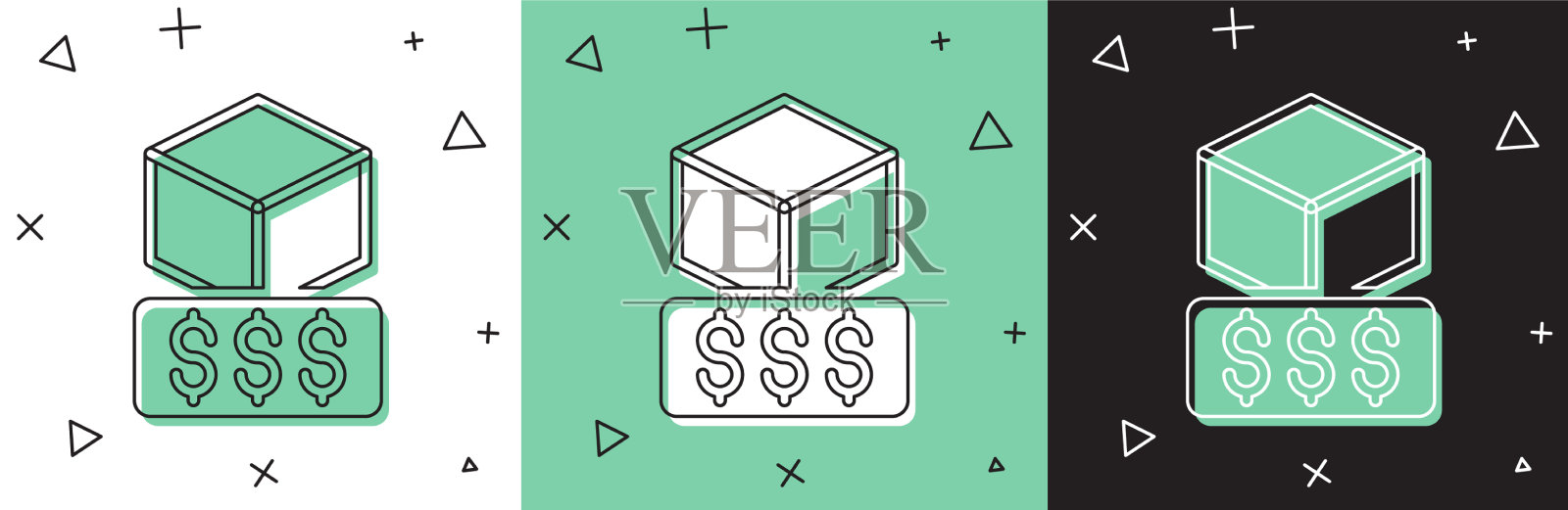 设置3d打印机服务图标隔离在白色和插画图片素材